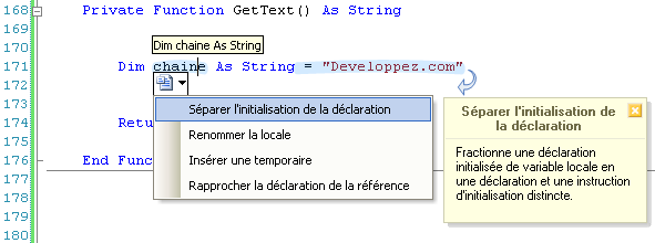 Refactor à l'action dans Visual Studio 2005
